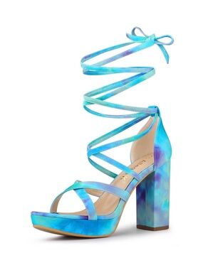 Strappy Tie-Up Platform Sandal Allegra Tie Dye  Lace Up Sandals Sz 7.5